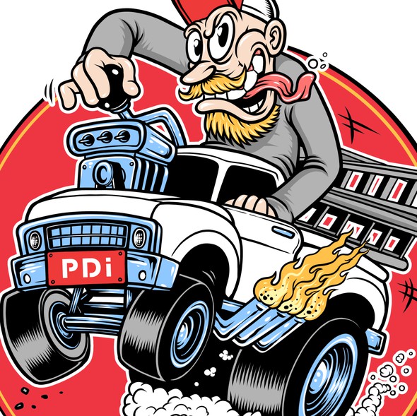 Hot rod design with the title 'Hot Rod style illustration for Overhead Door'