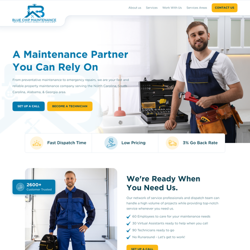 Cleaning website with the title 'Modern web page design for Blue Chip Maintenance'
