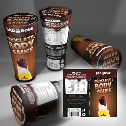 Professional packaging with the title 'Body Sauce design'