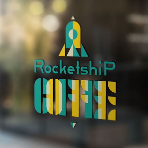 Bauhaus design with the title 'Rocketship Coffee'