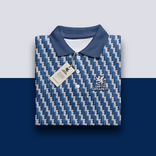 Polo shirt design with the title 'Mosaic Pattern Golf Polo for Griffin Armament'