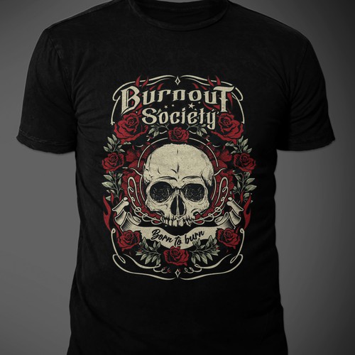 Biker t-shirt with the title 'Burnout Society shirt'
