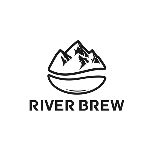 River logo with the title 'bold logo concept coffee bean and river '