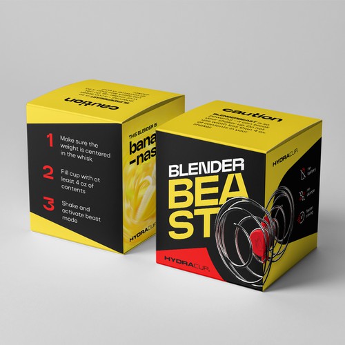 Protein packaging with the title 'Create a Beast Mode Box Design for a game changing protein blender'