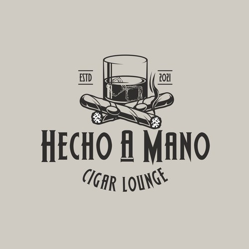 Lounge design with the title 'Hecho a Mano Cigar Lounge'