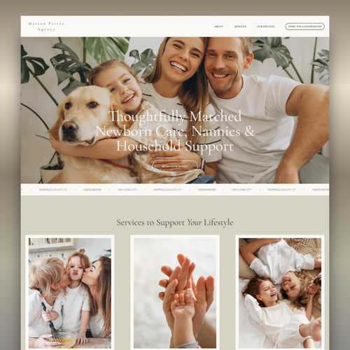 CSS design with the title 'New Website for Maison Privée Agency'