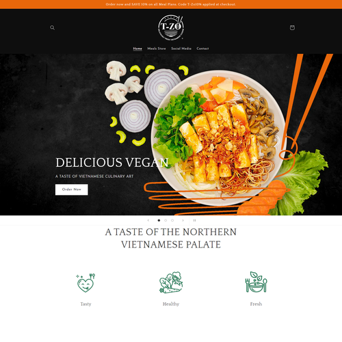 Health website with the title 'BRANDING & WEBSITE DESIGN- DEVELOPMENT | Design for T-Zo Vietnamese Restaurant'