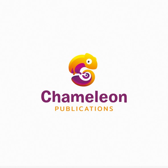Spiral design with the title 'Playful and vibrant chameleon logo'