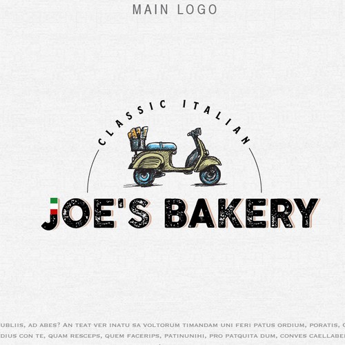 Brush pen design with the title 'Joe's Bakery Classic Italian bakery'