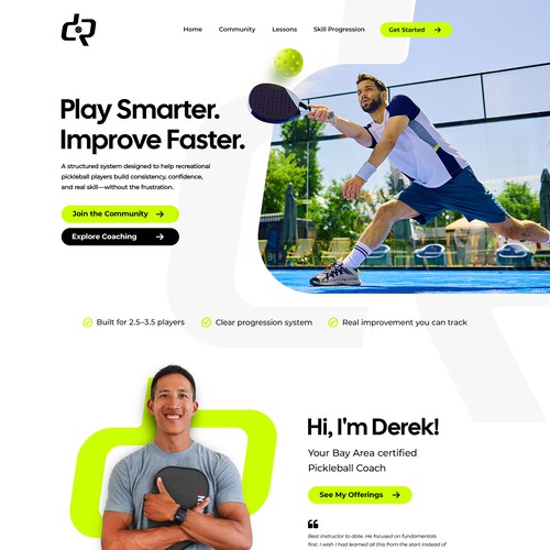 Sports website with the title 'Bay Area Pickleball'