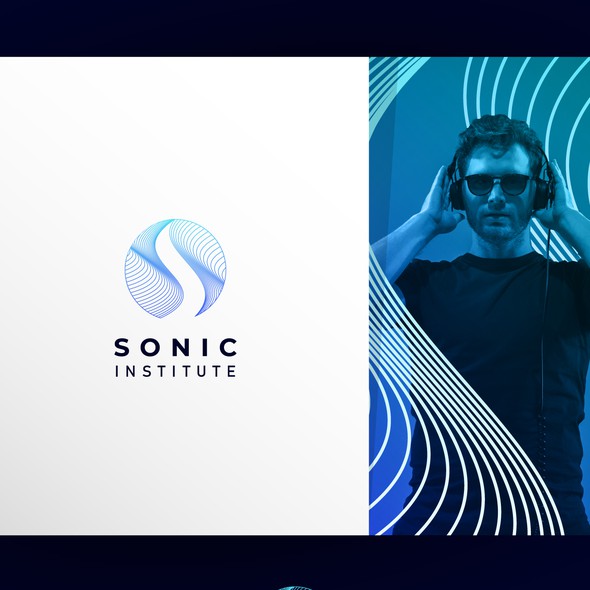 Blue square instagram logo with the title 'Vibrant logo for SONIC INSTITUTE'