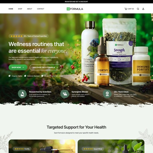 Wellness website with the title 'E-Commerce Website Conversion Redesign'