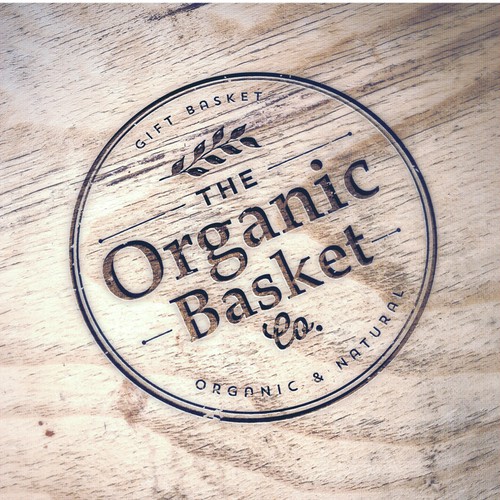 Orange and brown design with the title 'Modern fresh stylish logo for The Organic Basket Co'