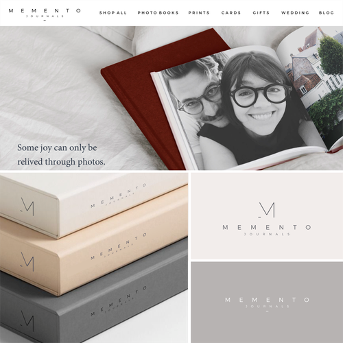 Packaging logo with the title 'memento journals'
