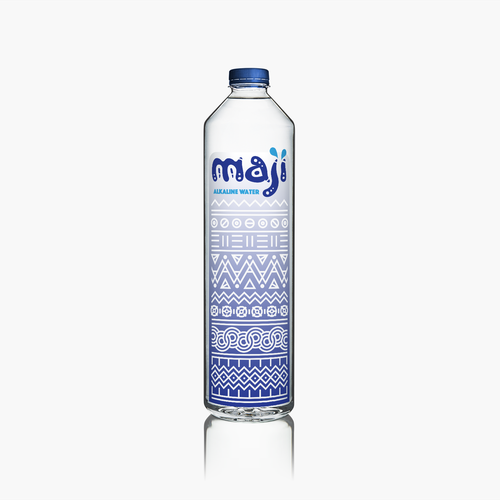 Bottle brand with the title 'MAJI Alkaline Water - Logo & Label Design'
