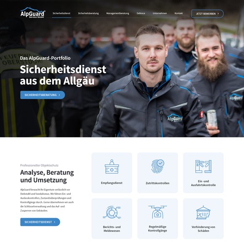 Security website with the title 'AlpGuard Service GmbH'