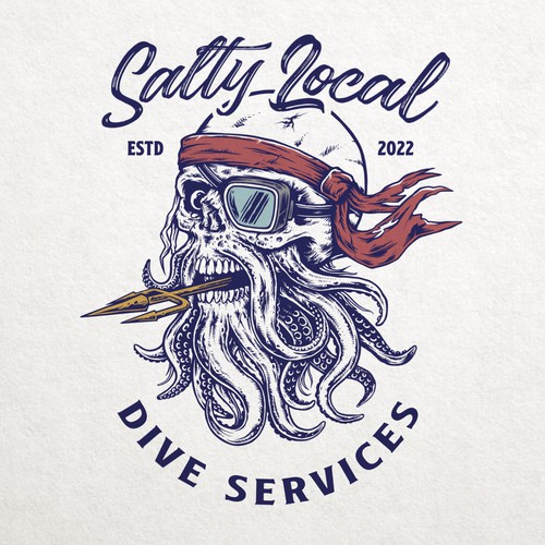 Pirate logo with the title 'Logo design for Dive Service "Salty Local"'