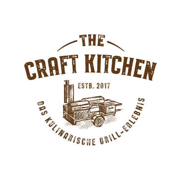 Kitchen brand with the title 'Logo for a mobile-grill service.'