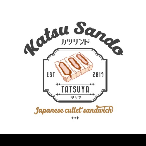 Food truck logo with the title 'Katsu Sand Tatsuya'