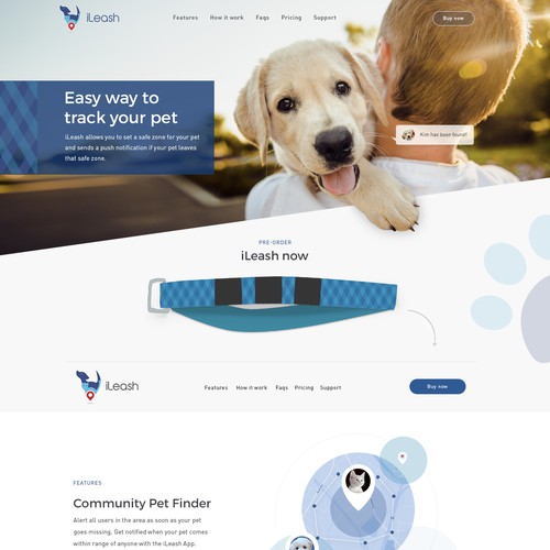 Artificial intelligence website with the title 'iLeash Pet Tracker needs a website that puts the others to shame.'