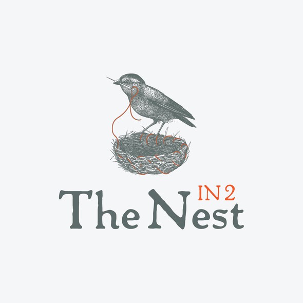 Sparrow design with the title 'In 2 The Nest logo design with a smart bird'