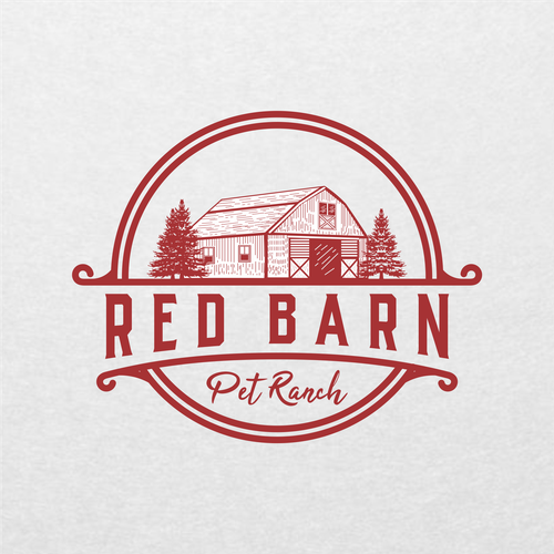 Boarding logo with the title 'Red Barn Pet Ranch'