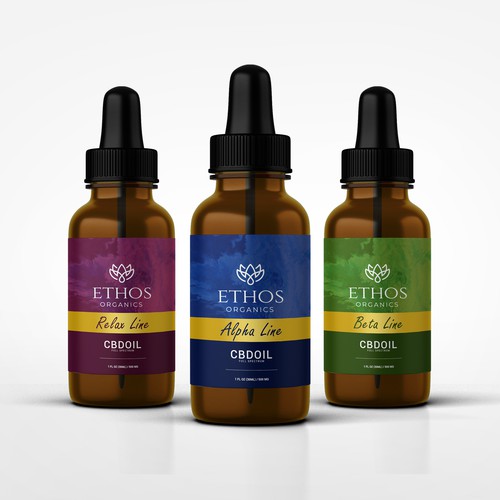 Creative packaging with the title 'Ethos Organics CBD Oil'