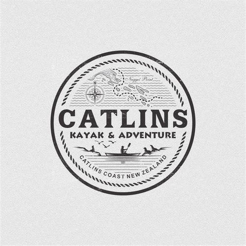 Kayaking logo with the title 'classic minimalists adventure logo for Catlins Kayak & Adventure'
