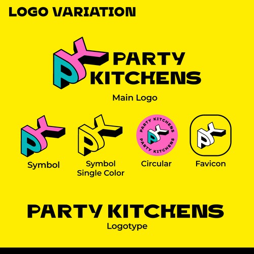 "Party Kitchens brand" ganador Logo & guía de marca