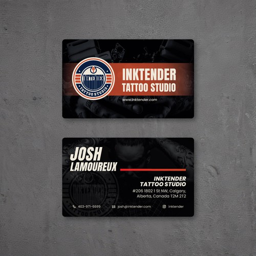 I need a strong business card design for my custom tattoo studio Inktender Design by Jordanio