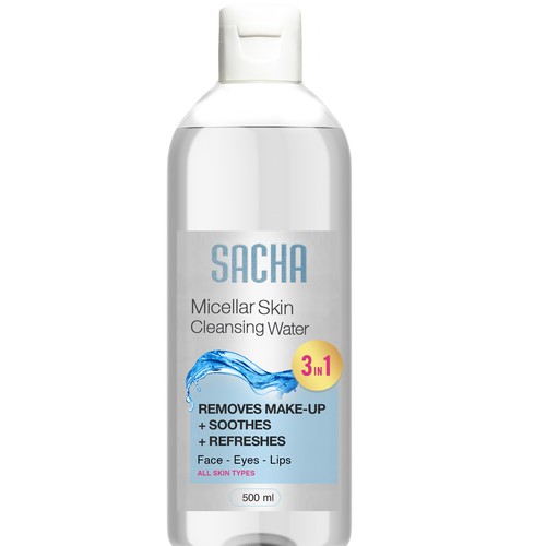 Sacha Micellar Water bottle 500ml Design by Creativedzine