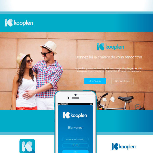 Create a flat and fresh logo for a dating website and mobile app