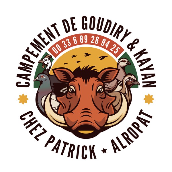Concept de logo pour un campement de chasse au Senegal