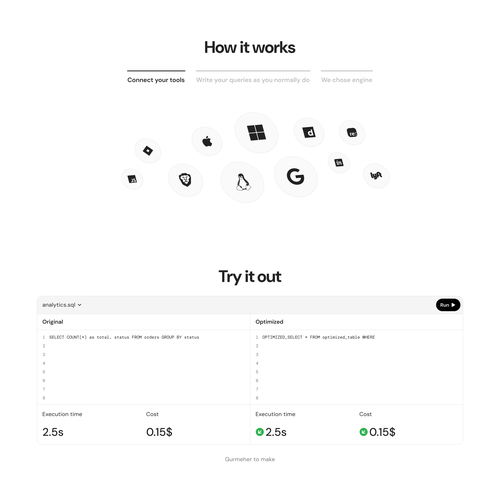 Landing page for data infrastructure startup Design by Yerik Baer