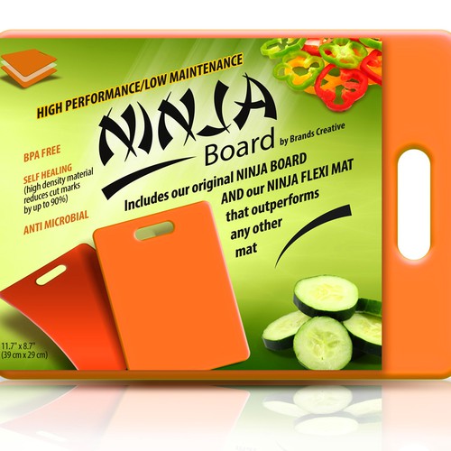 Ninja cutting board product leaflet デザイン by Adrian Medel