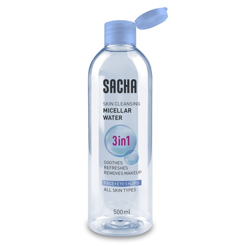 Sacha Micellar Water bottle 500ml Design by njaso