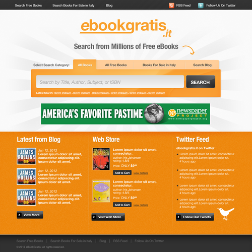 New design with improved usability for EbookGratis.It デザイン by Yesu_N