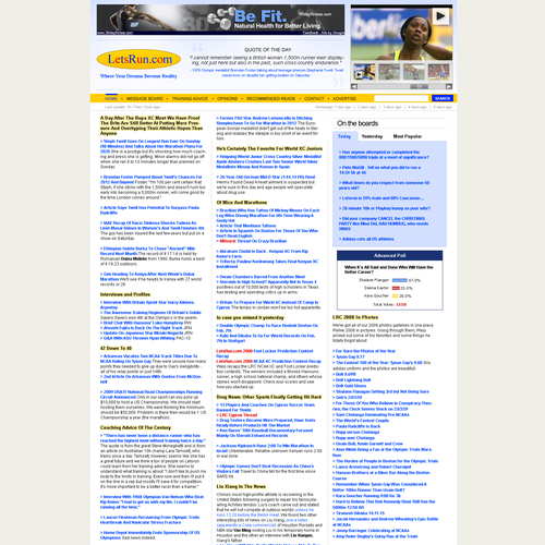 LetsRun.com Homepage Re-Design/Cleanup Diseño de pscola