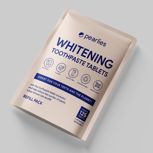 Design an attractive refill pack for a trendy new toothpaste tablet brand Design by farhanubaid