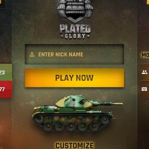 Design a main page for a mean tanks artillery mobile game Design by shamfeen