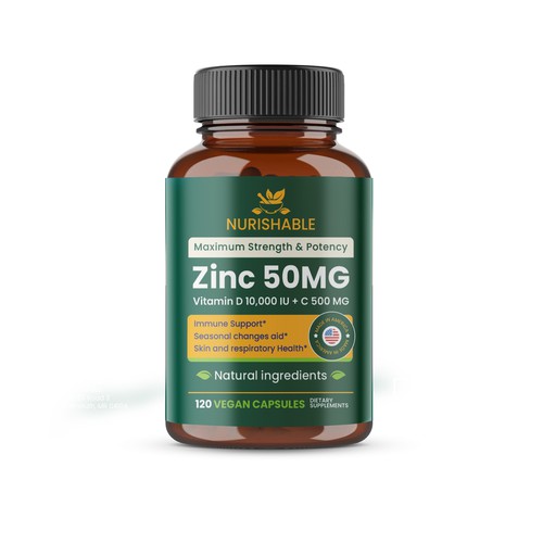 We need a "beautiful bottle label" for Zinc and Vitamin D3 supplement - Redesign Design by Designlifelk