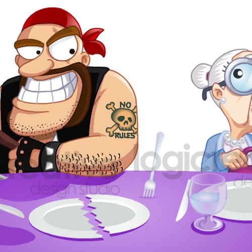 humorous cartoon-style graphic Design by Cranium Graphics