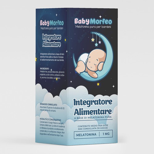 Baby Morfeo -Melatonina per Bambini -  Melatonin Supplement for kids Box and label design Design by Zemunchica ♣♣♣♣♣