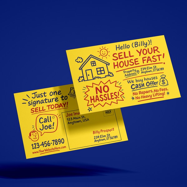 Hand-Drawn Style Real Estate Postcard for Cash Offer Campaign