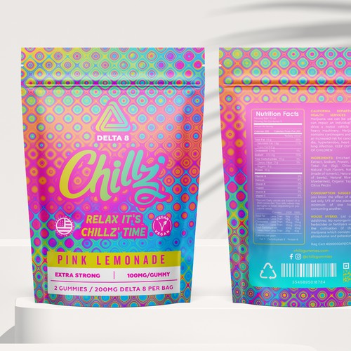 CHILLZ CBD Brand need his new packaging for his DELTA 8 Gummies Design by bcra