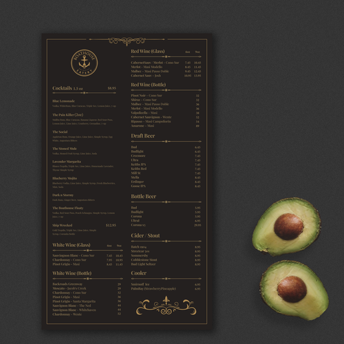 Designs | Drink Menu water front restaurant | Menu contest