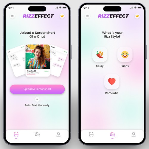 Design 3 Page UI For Mobile App about Flirting Design by sandy#ogma
