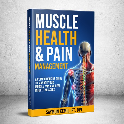 Book cover with a drawing images of the human anatomy combining muscles and bone structure. Design by Mr. Bear