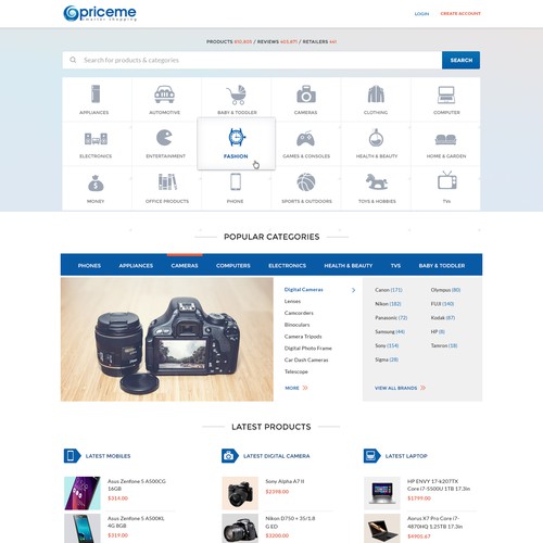 New homepage for popular Price Comparison site Réalisé par 3dicon