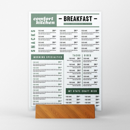 Design a cool new menu for a breakfast & lunch spot in Upstate NY Design by Along99